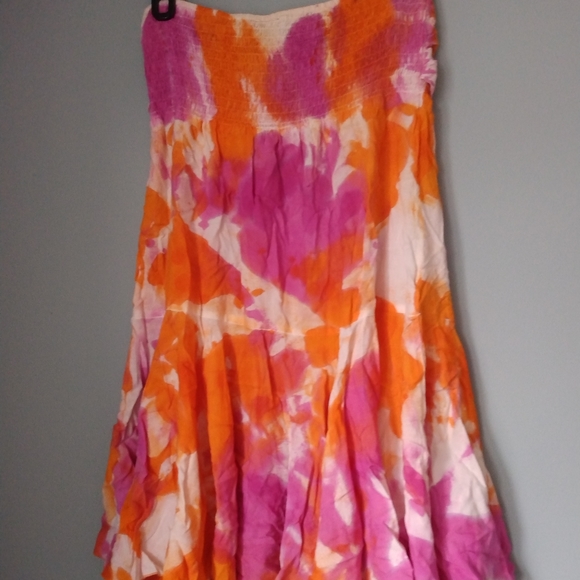 Fun Summer Skirt Floral with Back Front Ties Shirring waist - Picture 2 of 5